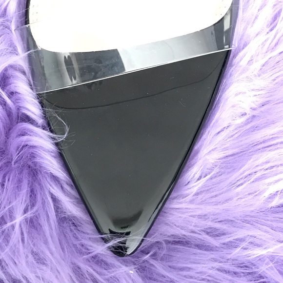 Black Sparkle Lucite Pointed Open Toe Stiletto - Picture 7 of 10